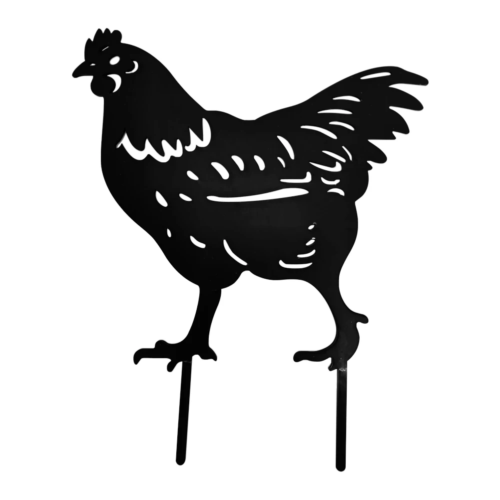 

4pcs Garden Stakes Black Rooster Kids Gifts Hen Lifelike Acrylic Ornaments Outdoor Lawn Decoration Chicken Shape Patio Yard Art