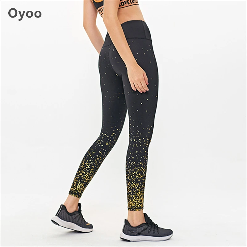 Леггинсы Oyoo женские с принтом звезд спортивные штаны для фитнеса и бега эффектом