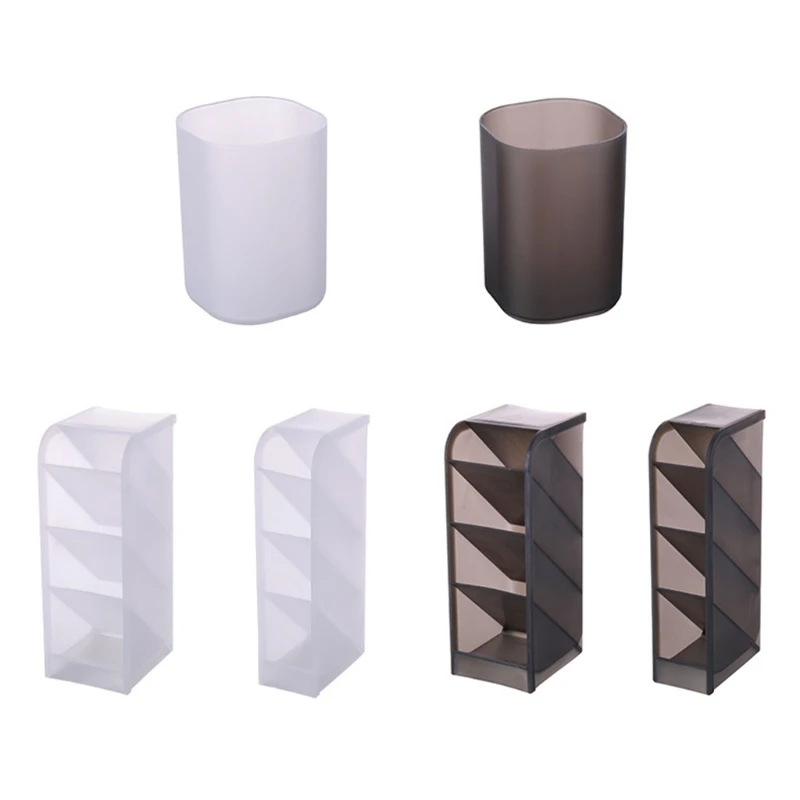 

Inclined Pen Holder plastic Storage Box Transparent Multi-grid Pen Holder Storage Creative Makeup Pen Holder Desktop Children