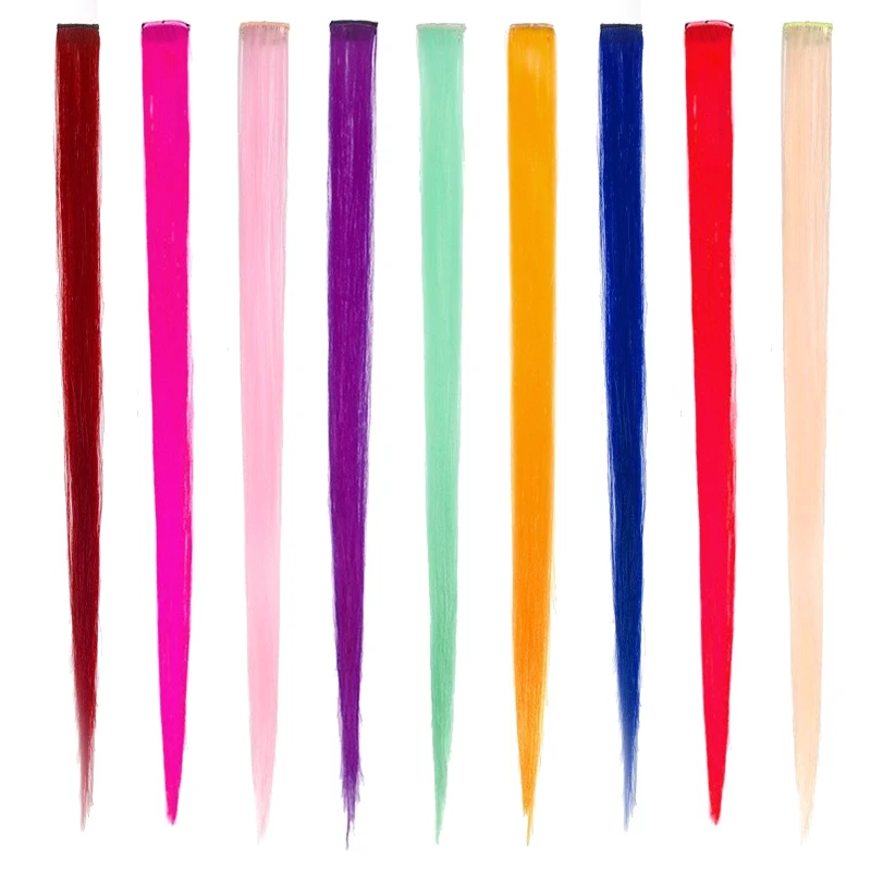 Цветные прямые парики для волос модная резинка аксессуары девочек разноцветные