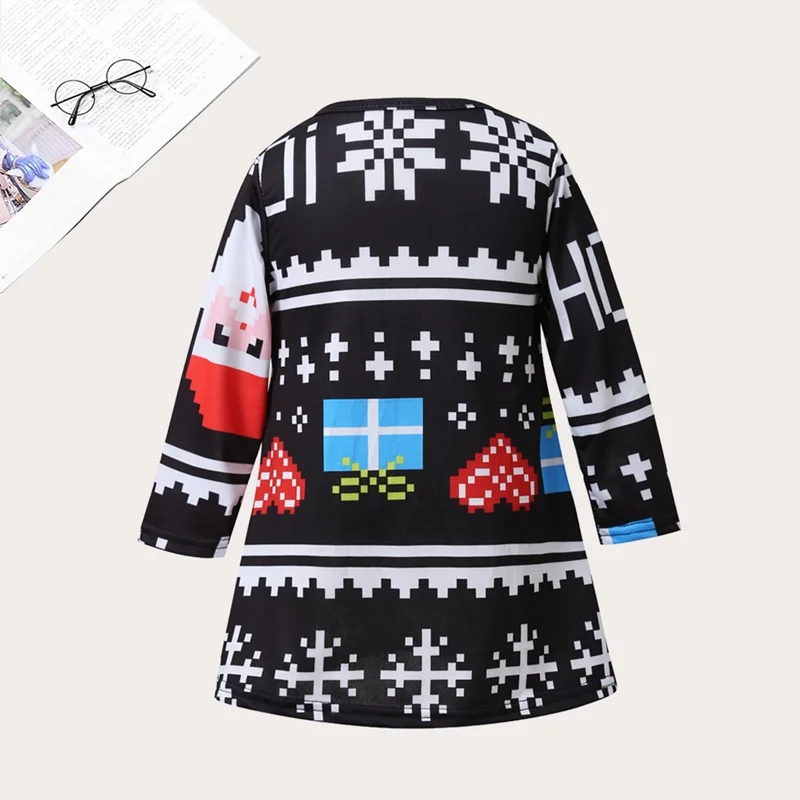 

Christmas Family Matching Outfits Mother and Daughter Christmas Dresses Print Long Sleeve Family Matching Clothes Cotton 1-6Y