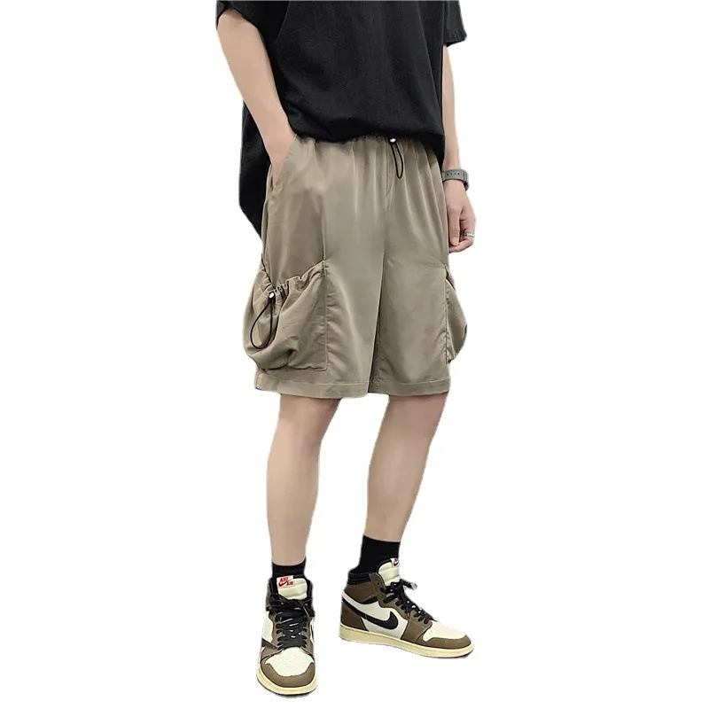 

Мужские пятиконечные брюки, летние уличные драпированные мужские свободные повседневные шорты с карманами и кулиской для мужчин