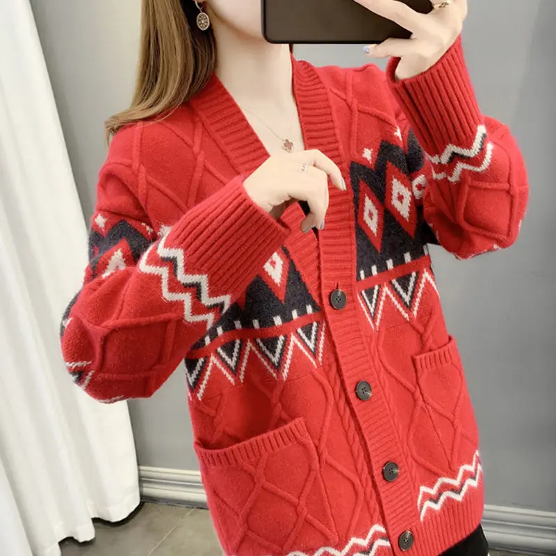 

Ladies sweater coat new loose lazy wind knitted cardigan spring and autumn Joker outer coat