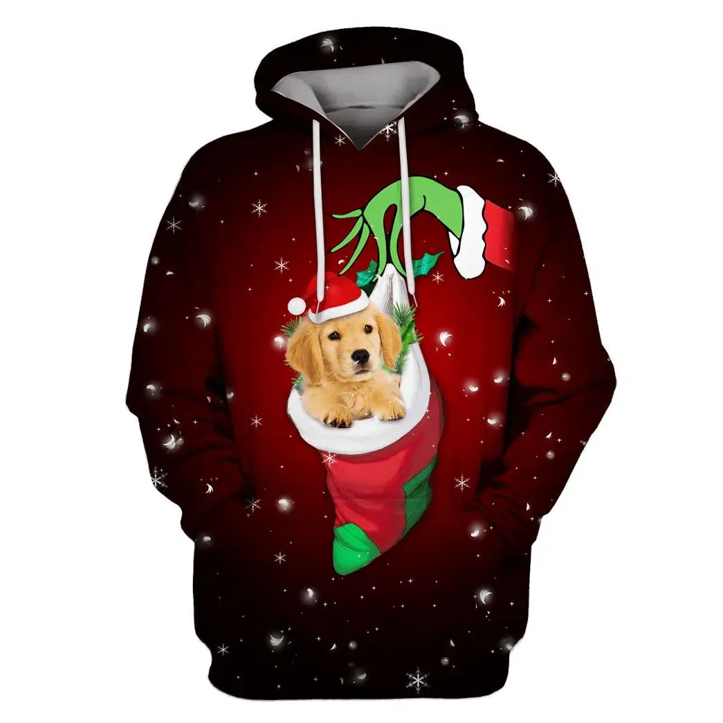 

Golden Retriever merry christmas 3D Printed Men Hoodies Unisex Casual Pullovers Zip Hoodie Streetwear sudadera hombre DW610