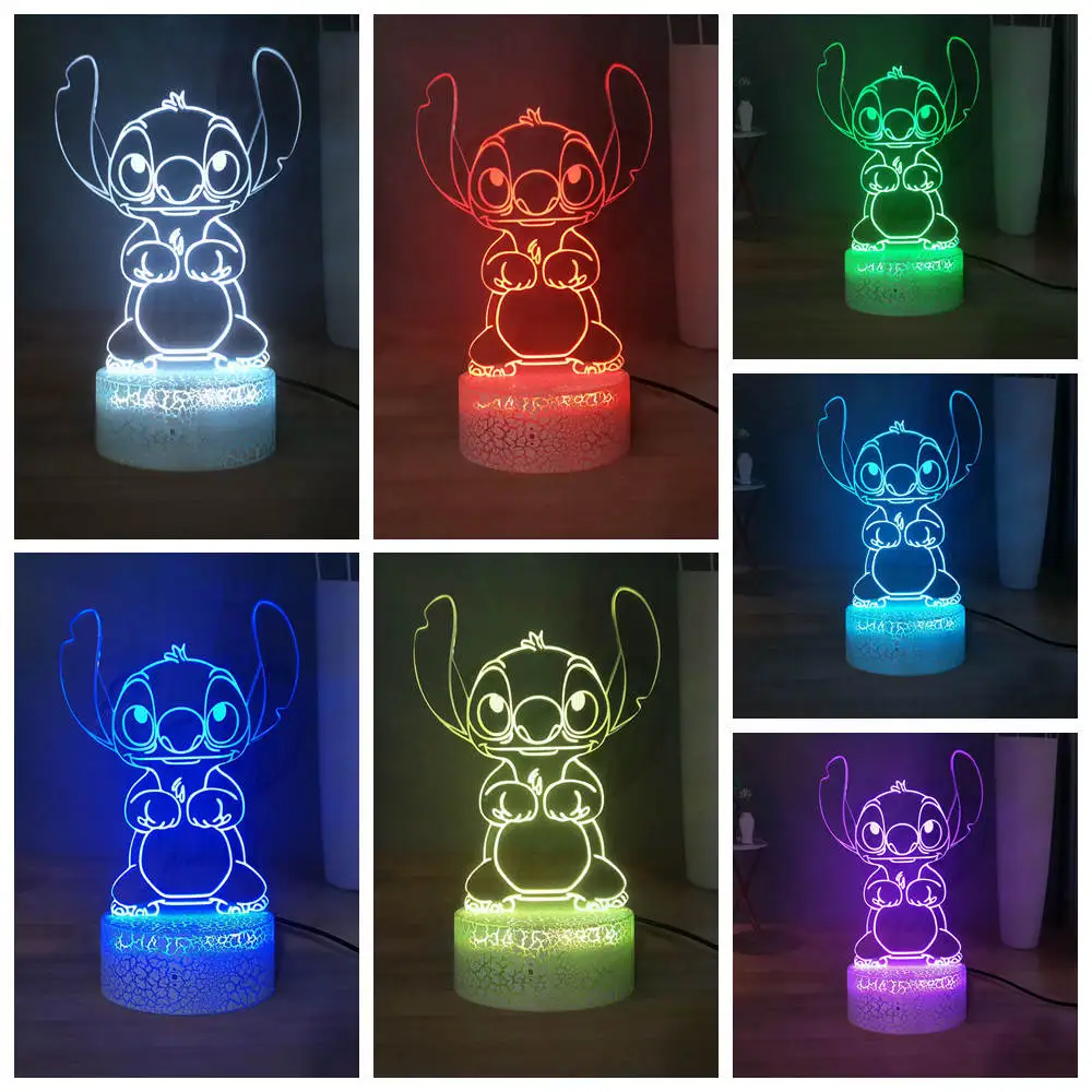 Светодиодный ночник с милым стежком акриловый RGB многоцветный USB 3D иллюзия ночной