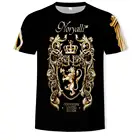 Мужская футболка в стиле барокко, с коротким рукавом и золотым принтом цепей