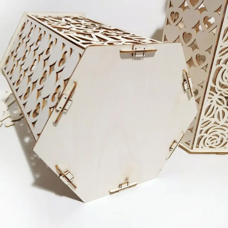Caja de tarjeta de boda de madera artesanal, soporte de señal de felicitación rústico, suministro para fiesta de aniversario, novedad de 2021