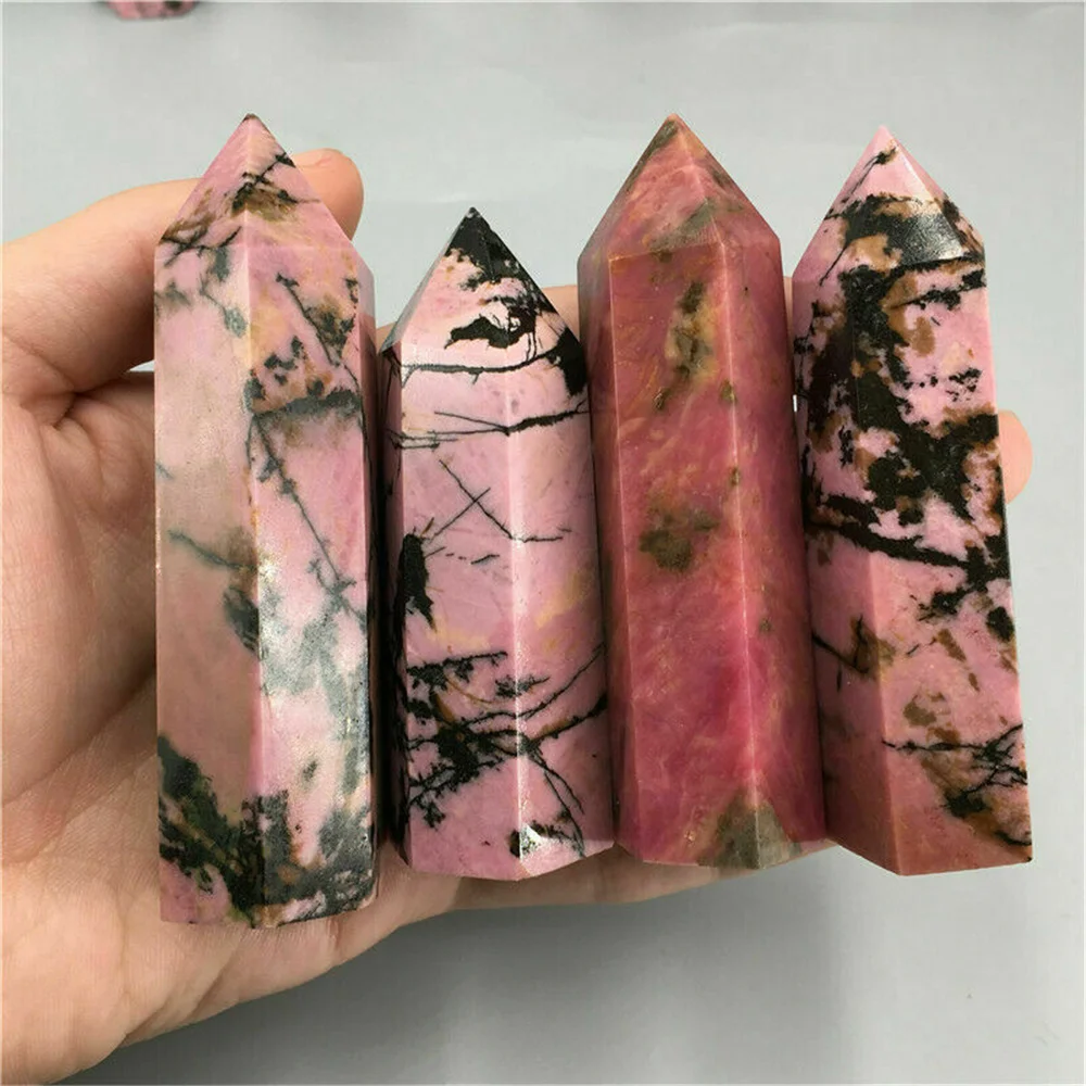 

Natural rhodonite Quartz Obelisk Crystal Wand Reiki Healing