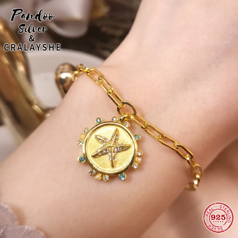 

Trend S925 Sterling Silver Jewelry 1:1 Copy,THE ELEMENT Water Signs Starfish Magnetic Clasp Bracelet Gift For Female With Logo
