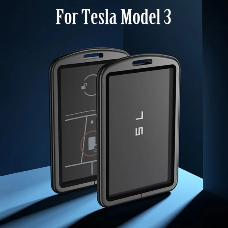 

Aluminum Alloy Car Key Cover For Tesla Model 3 Key Shell Protector Bag Induction Card Holder