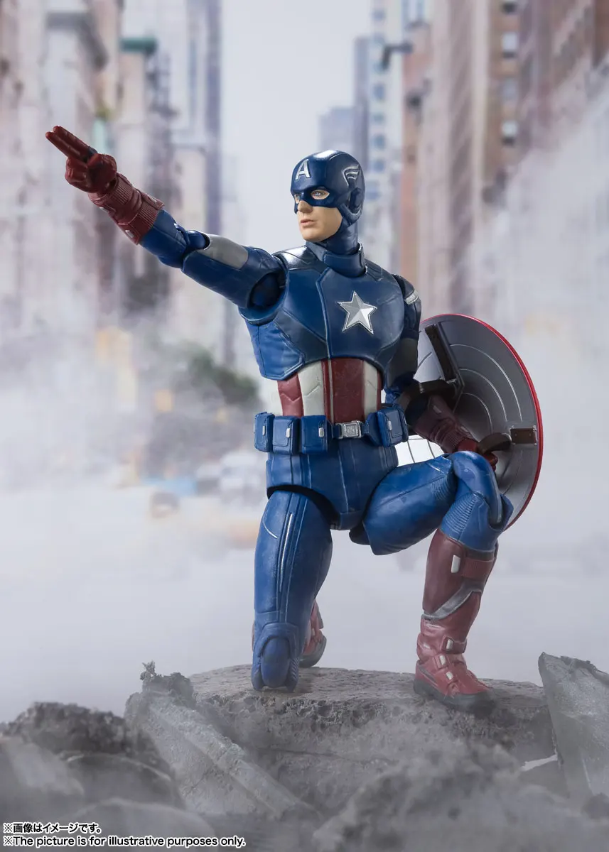 

BANDAI Original S.h.figuarts Captain America Marvel The Avengers Anime Action Figure Collection Model Toy Gift for Kids Toys