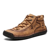 big size men leather casual british style fashion boots brown black soft flat footwear high quality comfortable driving shoe