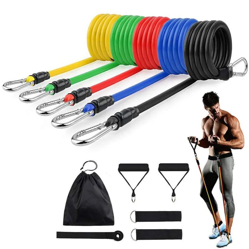 

11 шт./компл., латексные резинки для тренировок, упражнений, йоги, веревки, резиновые расширители, эластичные резинки для фитнеса с сумкой