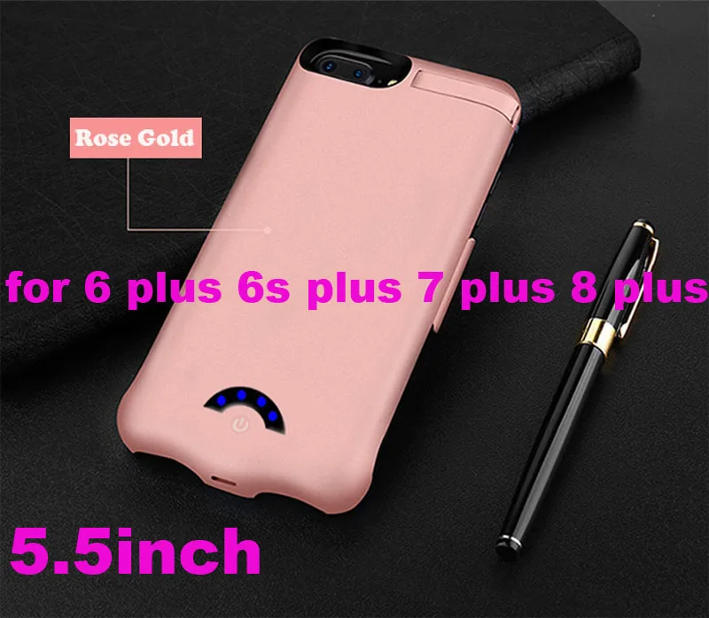 6P 6SP 7P 8P Rosy Чехол для зарядного устройства 10000 мАч для iphone X, 8, 7, 6, 6 s plus, чехол для резервного аккумулятора, внешний аккумулятор, чехол для зарядки для iphone 6, 6 s, 7, 8 plus - Color: 6P 6SP 7P 8P Rosy