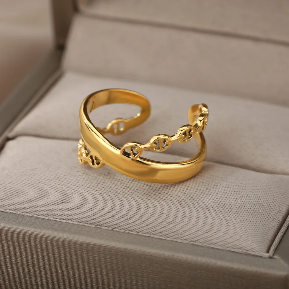 

RXSMll Stainless Steel Rings For Women Gold Sliver Color Man Rings 2021 Trend Fashion Wedding Party Finger Jewelry Wholesale
