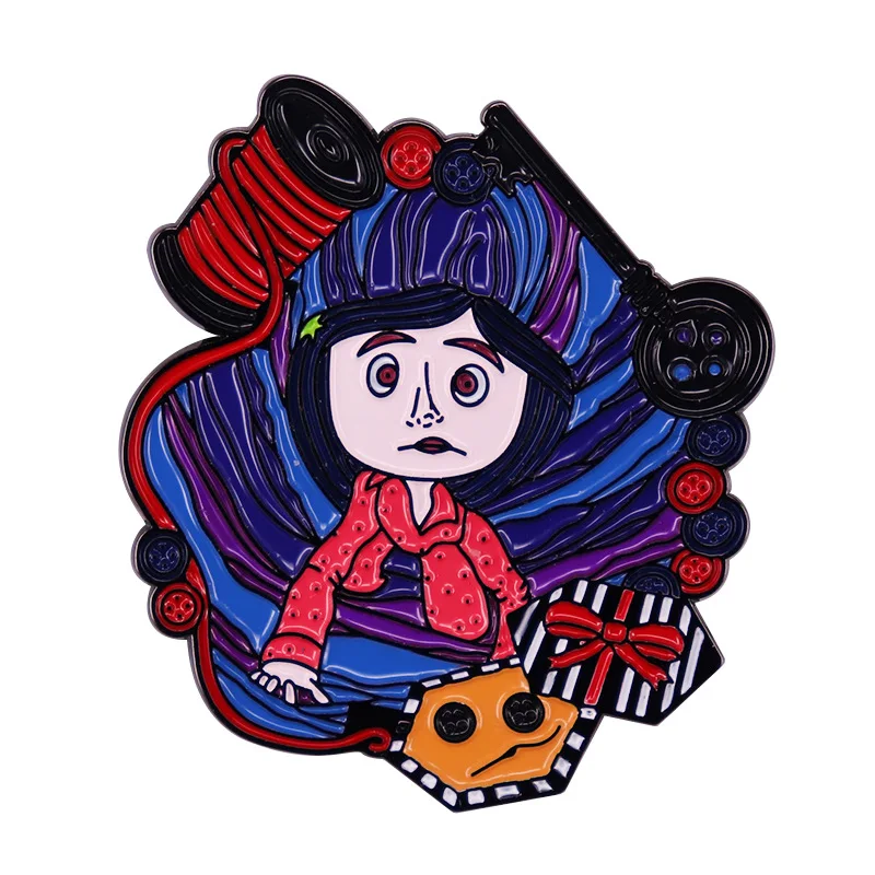 LT915 Coraline Cute Enamel Lapel Pin Badge Pins Hats Clothes Backpack Decoration Jewelry Accessories Gifts for Friends | Украшения и