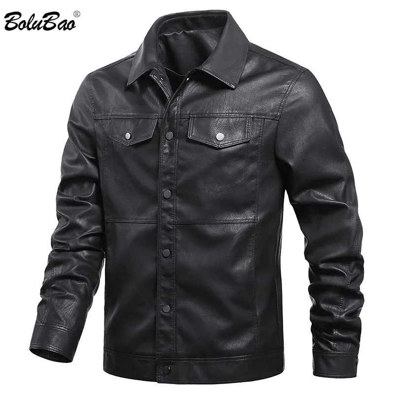 

BOLUBAO Fashion Trend Men Leather Jackets New Men's Simple Solid Color Thin Jackets Coat Male Casual Wild Jacket Brand Clothing