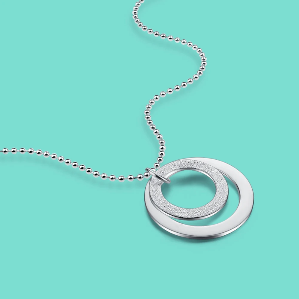 Ожерелье из чистого серебра 925 пробы с геометрическими элементами женское