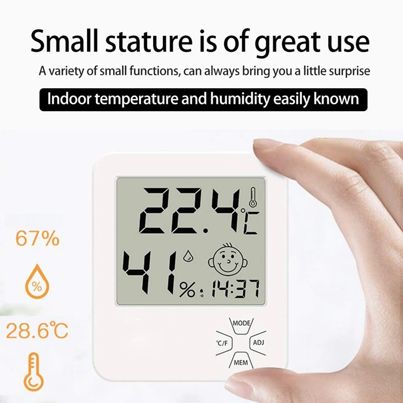 

Household Digital Thermometer Hygrometer Monitor with Alarm Clock Indoor Small Electronic Thermometer with Backlight