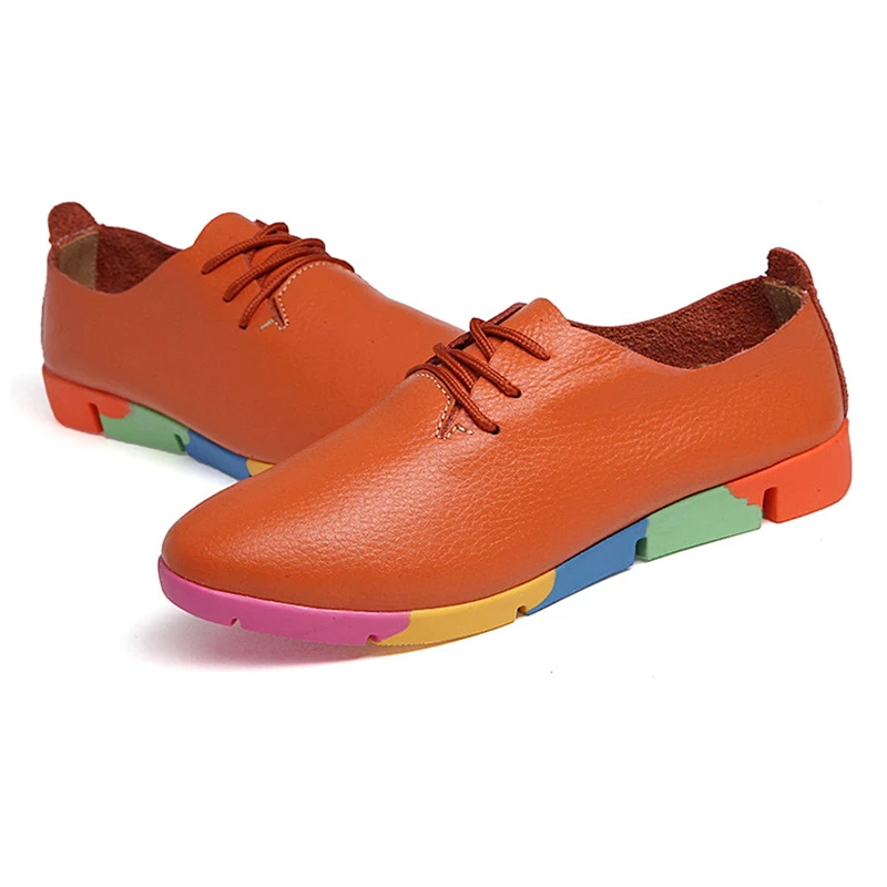 Женские туфли на плоской подошве из натуральной кожи