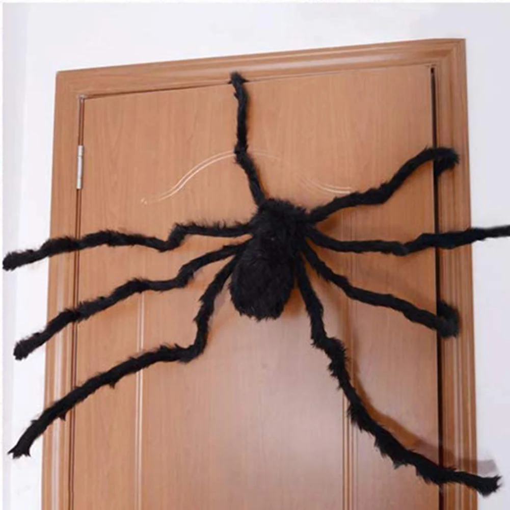 

Супер большой плюшевый паук из проволоки и черного плюша для украшения вечевечерние НКИ на Хэллоуин, реквизит, детские игрушки, Декор для до...
