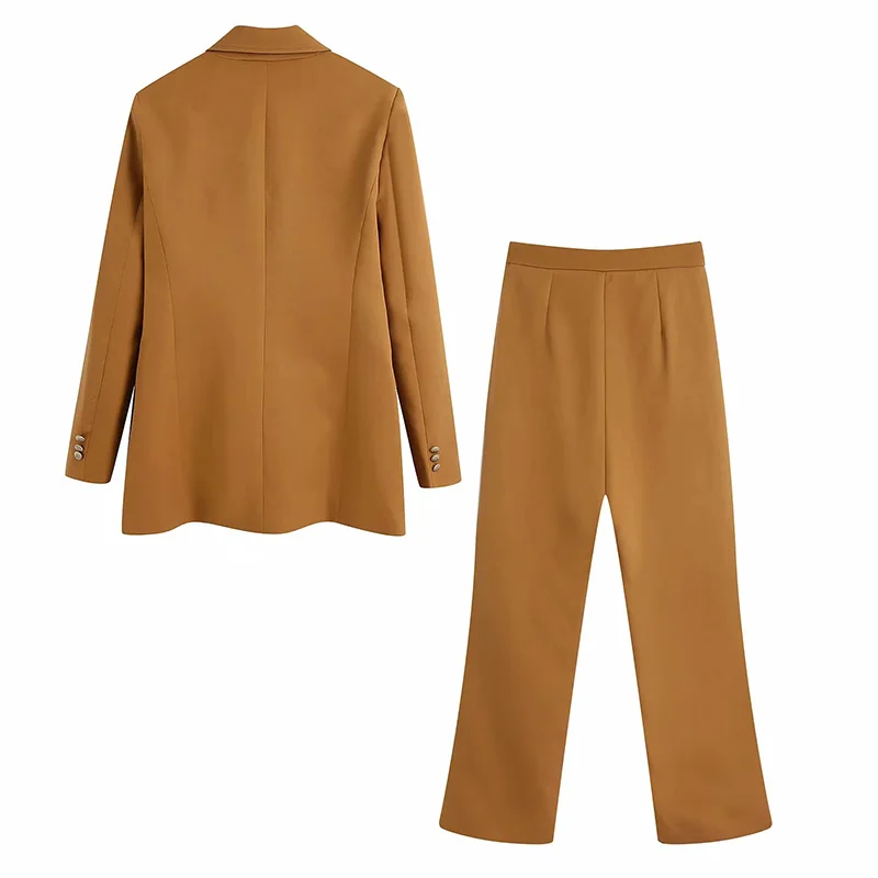 Женский офисный комплект из блейзера цвета хаки двубортный пиджак Элегантная