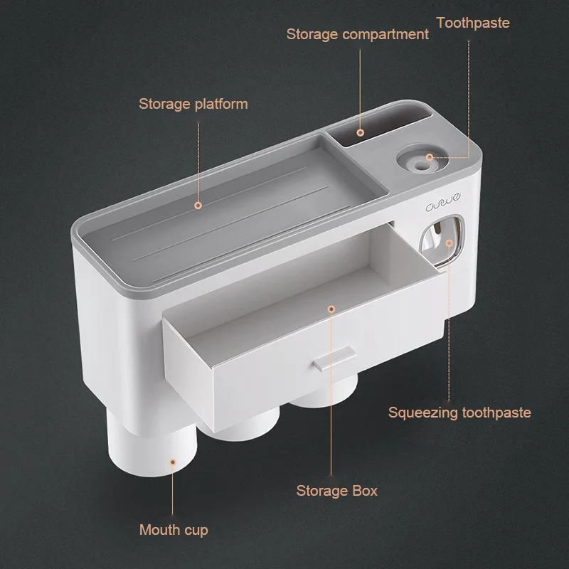 

Storage rack for wall accessories of toothpaste automatic distribution box equipped with assembly . Joint bathroom accessories