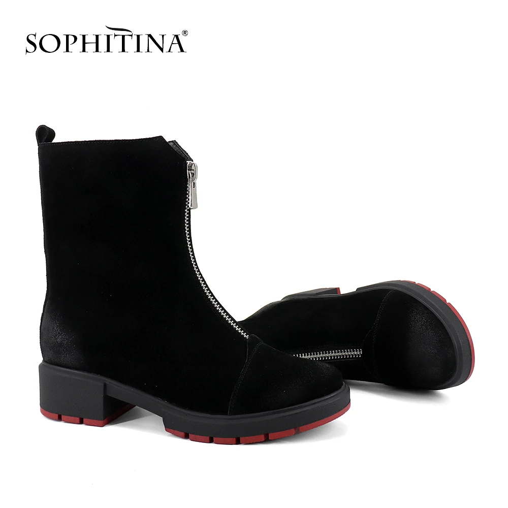 SOPHITINA/Ботильоны женские на весну и осень. Стильные ботинки молнием спереди.