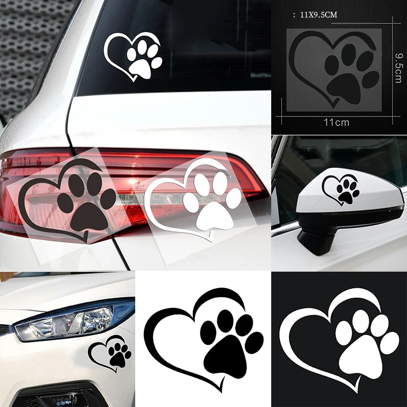 

Cute Dog Paw with Peach Heart Car Sticker Cartoon Animal Take Dog Cat Love Pet Car Sticker