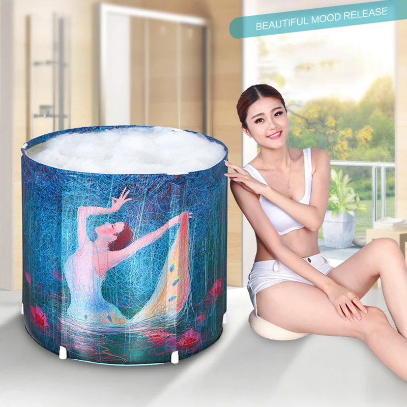 

Bathtub Adult Folding Bath Tub Bucket Bath Large Portable Barrel Collapsible Non Inflatable Bath Barrel Hot Tub 70*70cm 185L