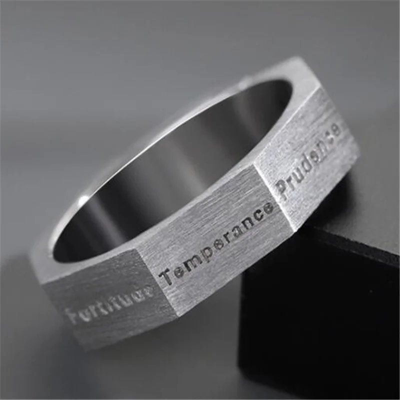 

Creative Interesting Silver Color Inspirational Letter Rings Metal Frosted Open Men And Women Rings Fashion Jewelry Accessories
