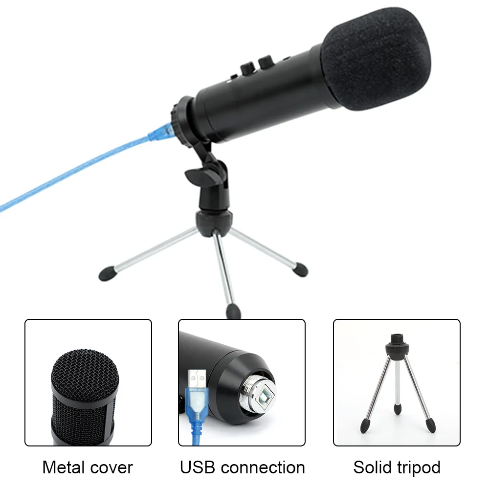 USB конденсаторный микрофон для записи потокового видео студия вещания ПК голоса K