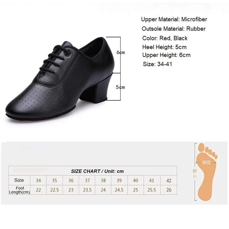 

New Modern Men's Ballroom Tango Latin Dance Shoes Women's Soft Sole Modern Square Dancing Shoes Black Red Colors Size 34-41