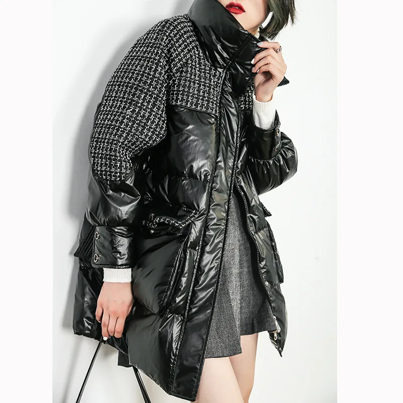 

Winter New 90% White Duck Down Female Fashion Long Stand Collar Down Jacket Clothes