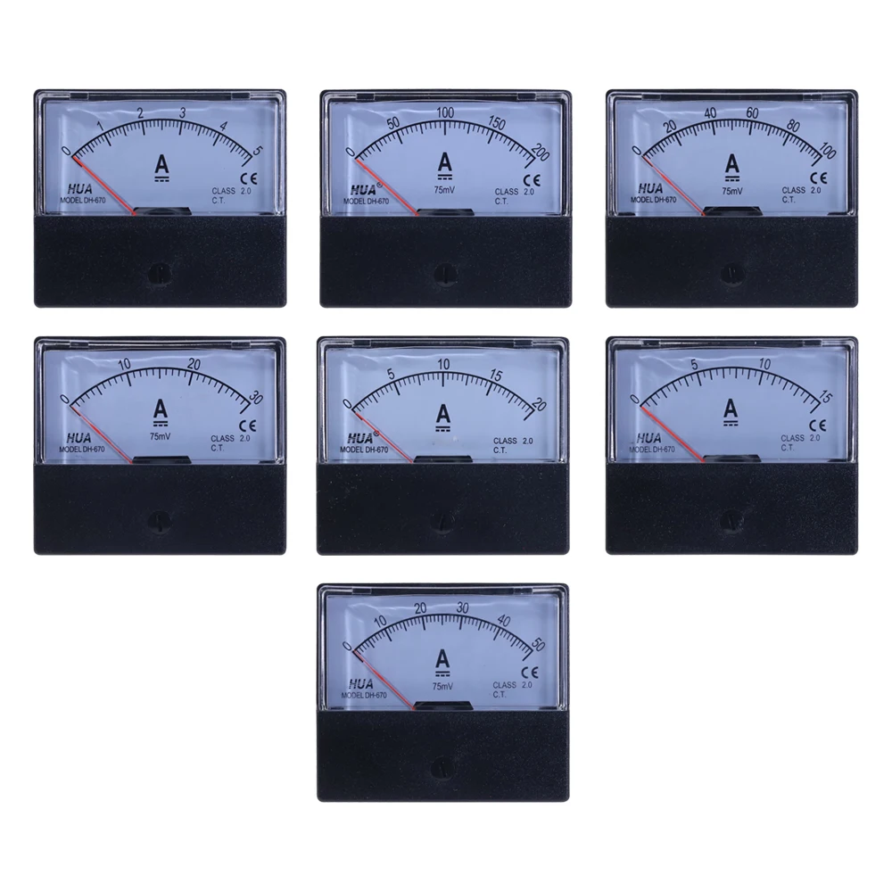 DH-670 DC аналоговый ток Панель метр 3A 5A 10A 15A 20A 30A 50A 100A 200A 300A 500A Amp Амперметр со