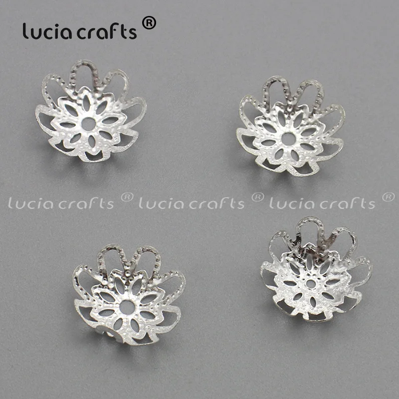 Продажа Lucia crafts DIY посеребренные полые цветочные металлические шармы бусины