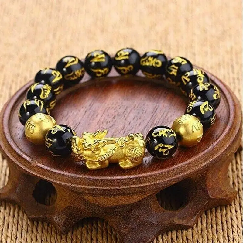 Men Pixiu Charms Ring Bracelet Chinese Feng Shui Amulet Wealth and Lucky Open Adjustable Bead Jewelry Set | Украшения и