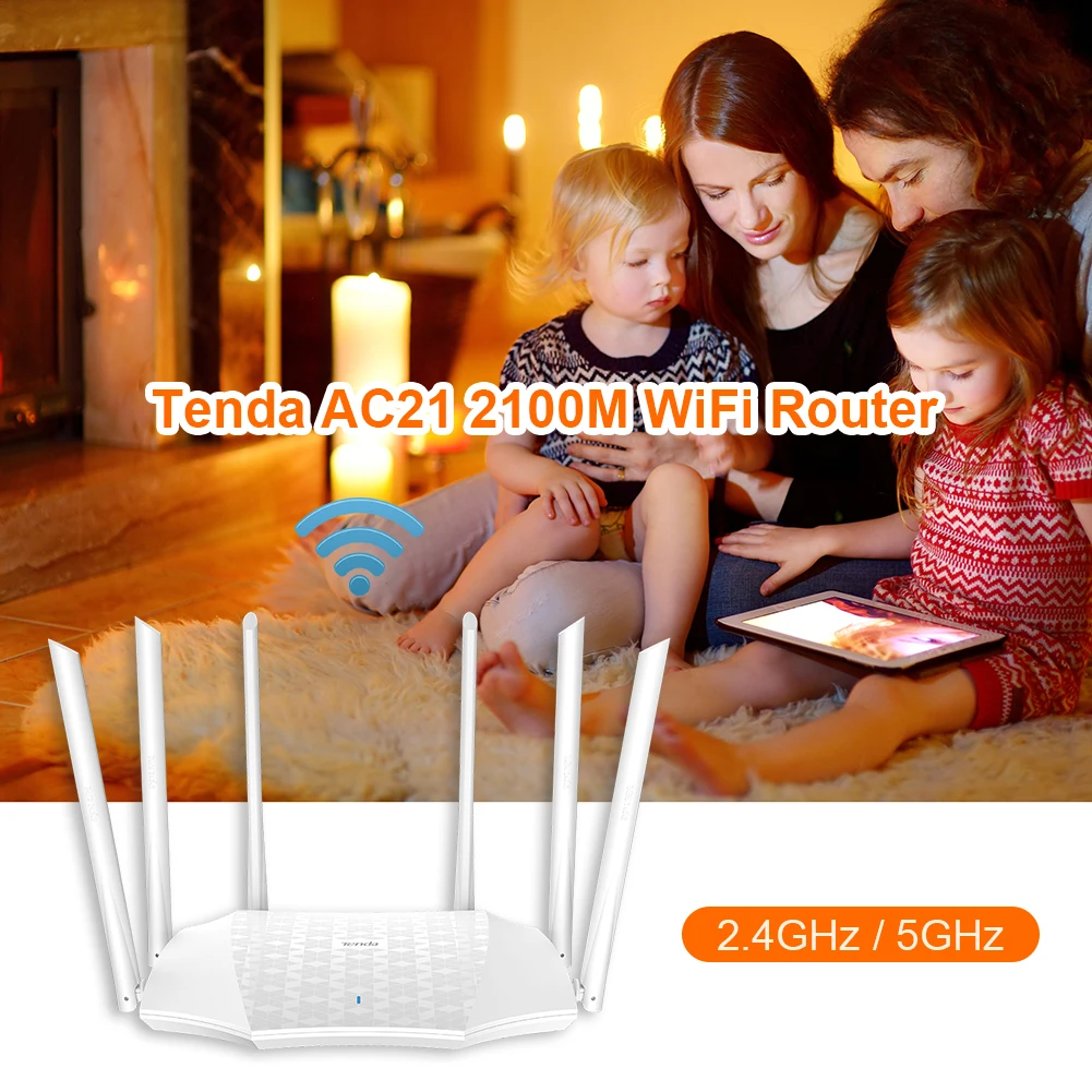 

Tenda AC21 2100M WiFi Router 6 Antennas 2.4/5GHz Wireless Network Extender