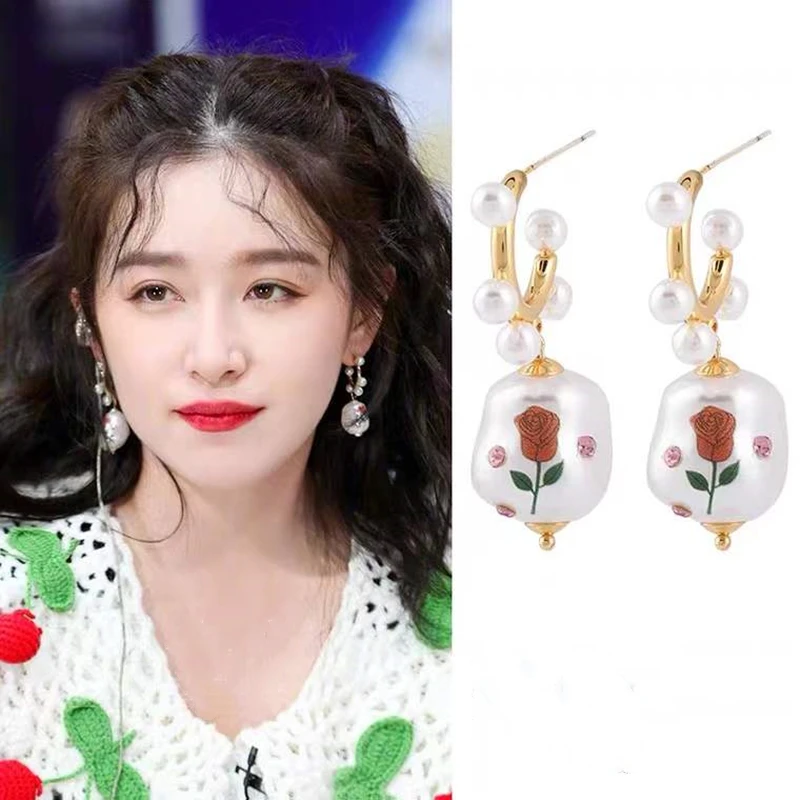 

Chinese Drama Fashion new rose flower design elegant shape high quality Earrings for women girls gift