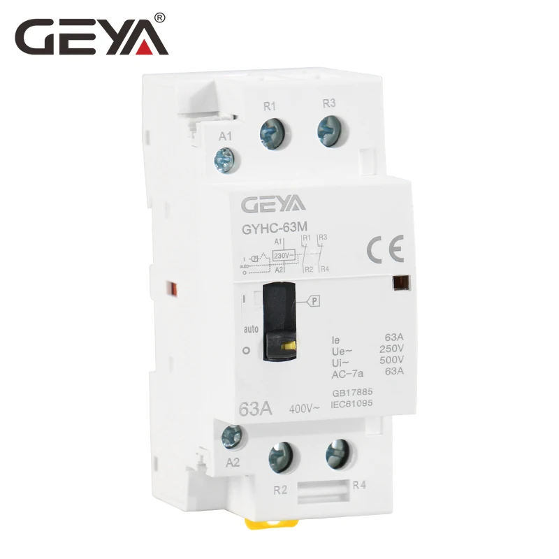 GEYA 2P 40A 63A 2NC ручной тип бытовой модульный din рейку контактор переменного тока AC220V