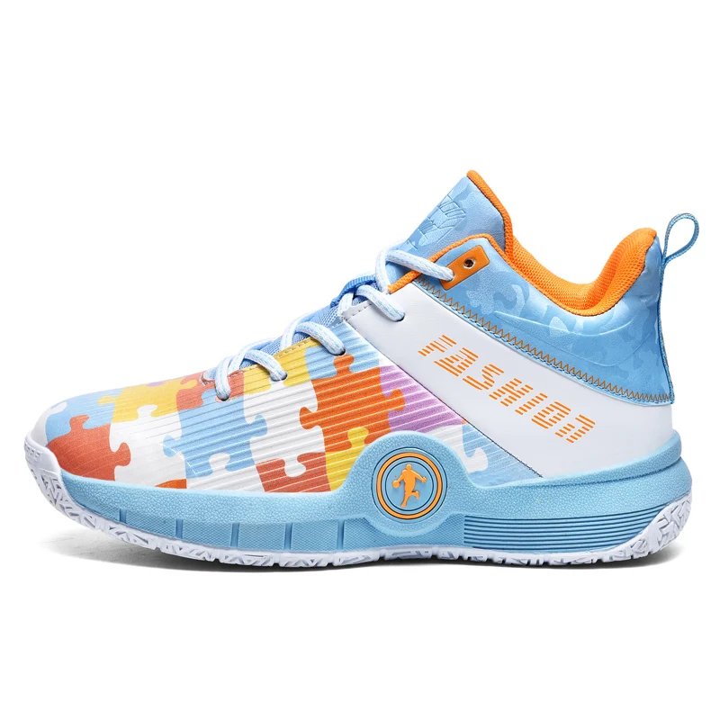 

Men Puzzle Pattern Style Basketball Shoes Unisex Comfortable Sports Cushion Hombre Athletic Male Boots Women Breathable Sneakers