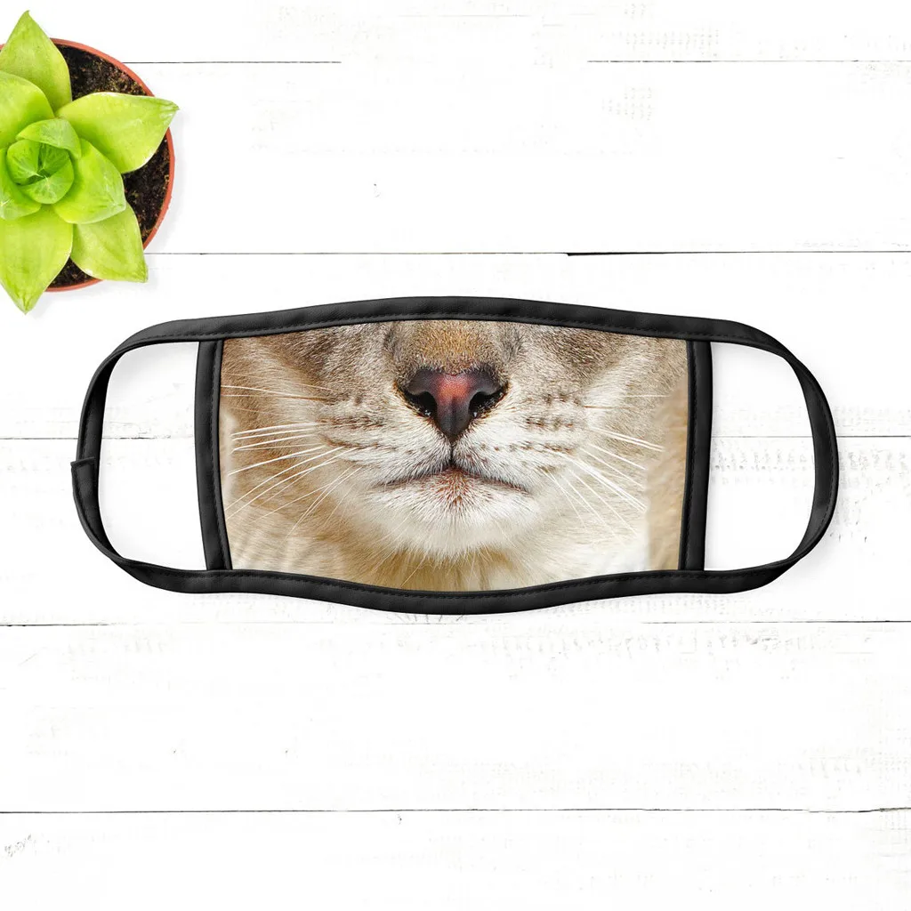 Маска унисекс симпатичная моющаяся хлопковая маска для лица с 3D принтом кота