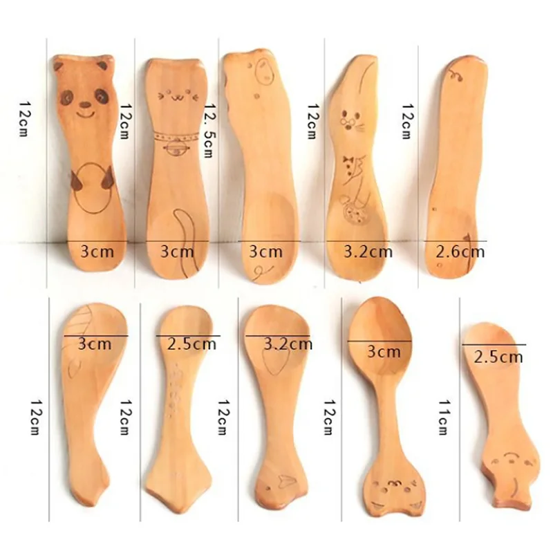 Милые деревянные ложки в виде кошки панды свиньи животных детская посуда