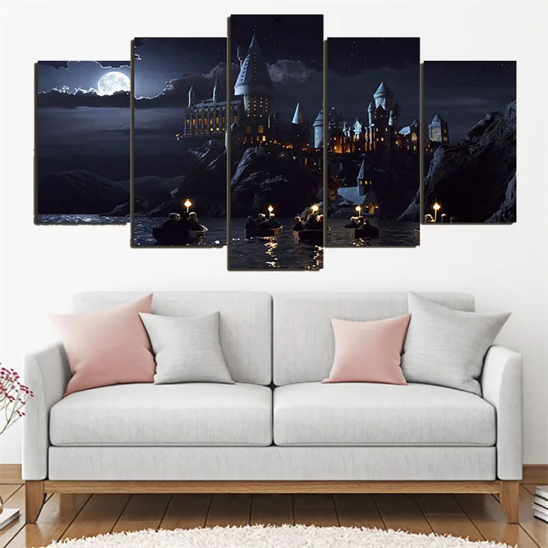Парусная картина HD печать 5 шт. Холст Искусство Гарри замок кино плакат украшение