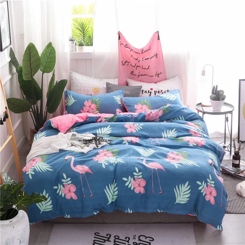 color6 Dreamort квадратный узор в полоску простой стиль 4 шт постельных принадлежностей Твин Полный размер Королева простыня+ пододеяльник+ наволочка - Цвет: color6