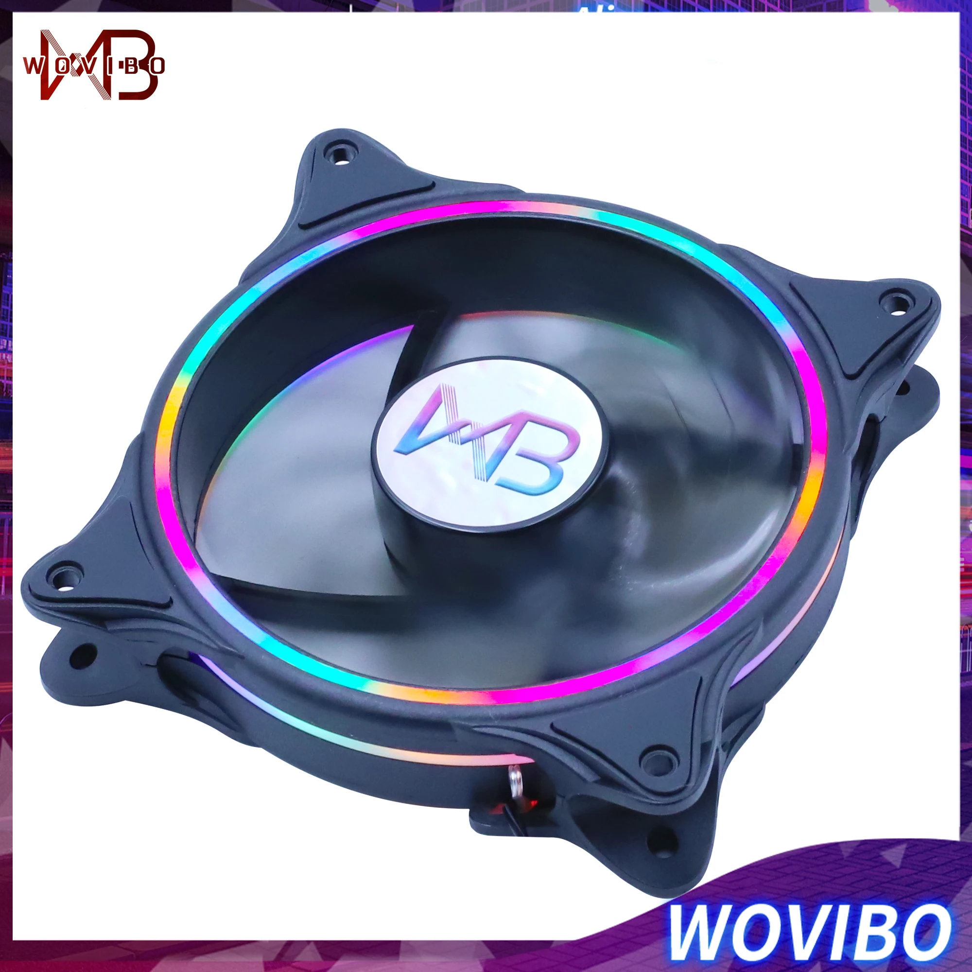 Wovibo 120mm Fan Molex PC Case Computer Chassis Cooling Cooler Heat Sink Silent Fans Rainbow LED 12cm 12V Ventilador