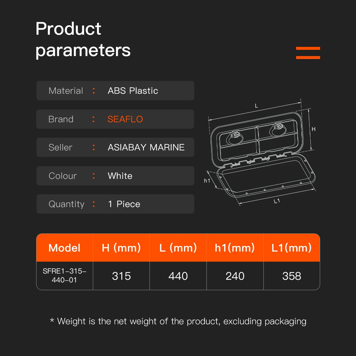 Крышка крышки палубы 315*440 SEAFLO для морской лодки яхты домов на колесах