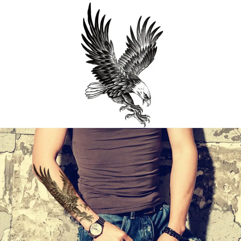 1pcs Eagle Waterproof Temporary Body Art Arm Shoulder Chest Tattoo Sticker Women/men Temporary Body Art Arm Shoulder