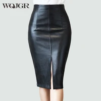 wqjgr spring and summer pu pencil skirt women knee length empire skirt office pencil skirt knee length plus size