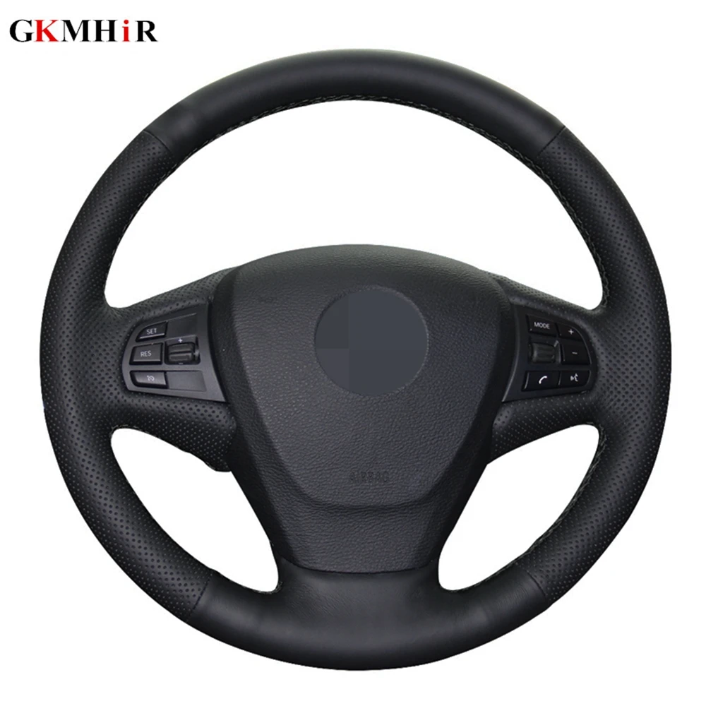

DIY Hand-stitched Non-slip Black Genuine Leather Car Steering Wheel Cover For BMW F25 X3 2011-2017 F15 X5 2014